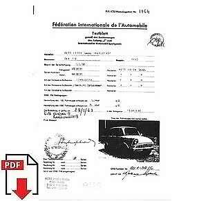 1963 Auto Union DKW F12 FIA homologation form PDF download